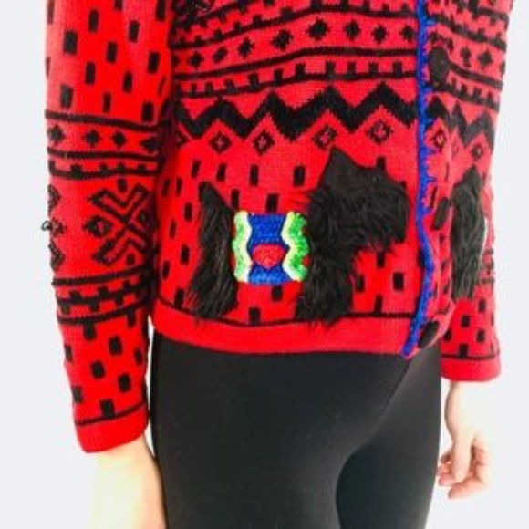 Vintage Berek Scottie Dogs Knit Sweater Beaded - Picture 6 of 6